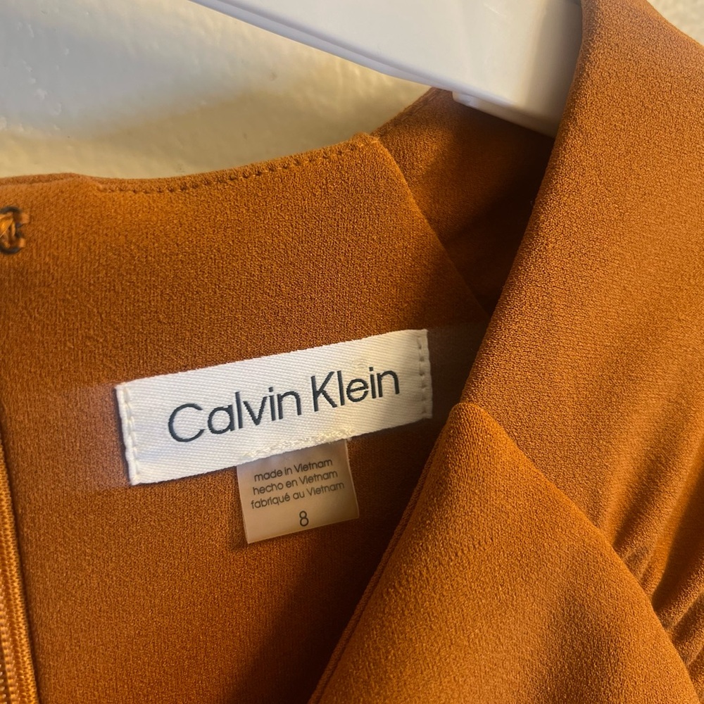 Calvin Klein Orange Sheath Midi Dress for Work - Picture 3 of 4